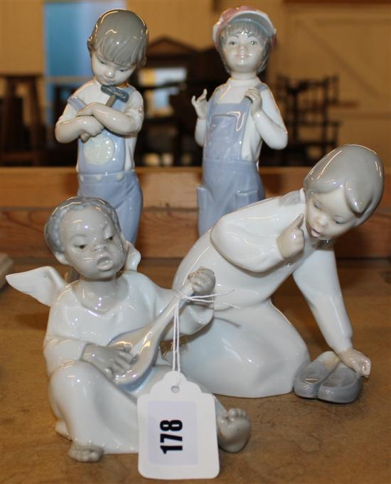 3 Lladro figures & an angel(-)